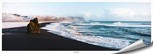 ARTBAY Island Poster HD XXL - Panorama Kunstdruck - 118,8 x 42 cm | Schwarzer Strand, Reynisfjara | Meer | Landschaft | Natur Poster | Premium Qualität von ARTBAY