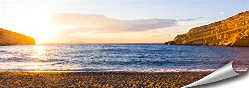 ARTBAY Meer Poster HD XXL - Panorama Kunstdruck - 118,8 x 42 cm | Sonnenuntergang | Strand | Griechenland | Kreta | Natur Bilder | Premium Qualität von ARTBAY