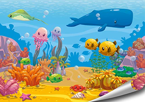ARTBAY Poster für Kinder - Unterwasserwelt HD XXL - 118,8 x 84 cm - Farbenfrohe Unterwasserwelt mit lustigen Meerestieren - Schöne Wanddekoration für das Kinderzimmer und den Kindergarten von ARTBAY
