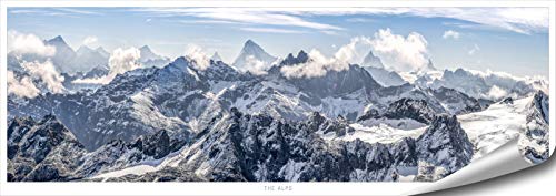 ARTBAY Berge Poster HD XXL - The Alps - Panorama Kunstdruck - 118,8 x 42 cm | Die Alpen, Schweiz | Natur Poster | Premium Qualität von ARTBAY