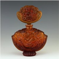 Art Deco Parfümflasche H. Hoffmann Bernstein Glas Puttenverschluß von ARTDECO1930ETSY