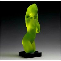 Art Deco Vaseline Glas " Ingrid Skulptur 1930 H.hoffmann Kühlerfigur Auto Maskottchen Figur Briefbeschwerer von ARTDECO1930GLASS