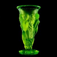 Glamouröse Art Deco Kunstglasvase 1930 "Hoffmann Sammlerglas | Blumen Top Vase Dekor Glas Wohnkultur Vaseline Glasvase von ARTDECO1930GLASS