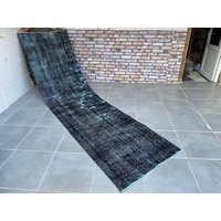 Schwarzer Läufer, 10'5x2'8Feet, Schwarzer Teppich, Relief Läufer Teppich, Azteken Teppich, Boho Teppich, Vintage Eingangs Teppich, Schwarzer von ARTDESIGNRUGS