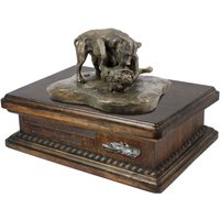 Bestattungsurne Für Sterbliche Überreste Des Hundes Mit Einer Statue Der American Pit Bull Terrier, Relief Und Inschrift. Neues Modell von ARTDOGshop