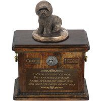 Exklusiv Bestattungsurne Für Sterbliche Überreste Des Hundes Mit Einer Statue Der Bichon Frisé, Relief Und Inschrift von ARTDOGshop