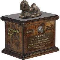 Exklusiv Bestattungsurne Für Sterbliche Überreste Des Hundes Mit Einer Statue Der Lhasa Apso, Relief Und Inschrift von ARTDOGshop