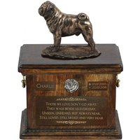 Exklusiv Bestattungsurne Für Sterbliche Überreste Des Hundes Mit Einer Statue Der Mops, Relief Und Inschrift von ARTDOGshop