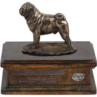 Exklusiv Bestattungsurne Für Sterbliche Überreste Des Hundes Mit Einer Statue Der Mops, Relief Und Inschrift. Neues Modell von ARTDOGshop