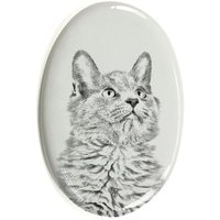 Nebelung Katze - Keramikplatte, Grabplatte, Oval Mit Bild Eines Katzes von ARTDOGshop