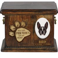 Urne Für Hundeasche Mit Keramikplatte Und Beschreibung - Geometrisch Boston Terrier, Art-Dog von ARTDOGshop