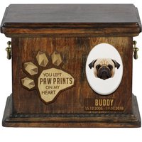 Urne Für Hundeasche Mit Keramikplatte Und Beschreibung - Geometrisch Mops, Art-Dog von ARTDOGshop