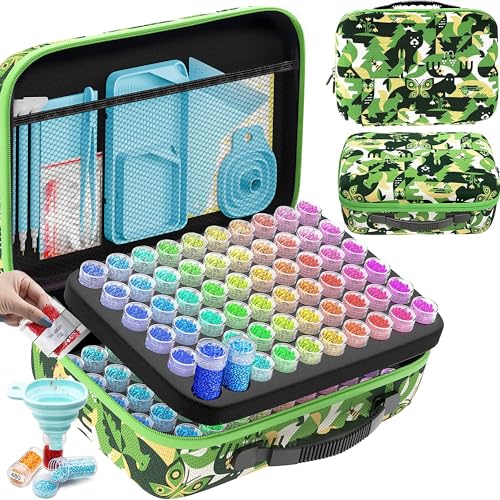 ARTDOT 5D Diamond Painting Zubehör Boxen, 120 Stück Diamant Painting Aufbewahrungsbox mit Koffer Trichter Stickers (Wälder) von ARTDOT