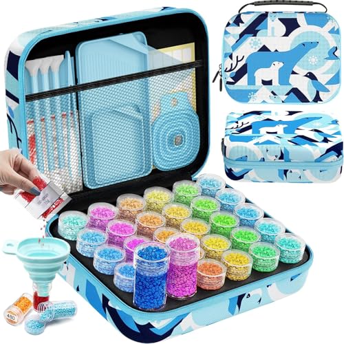 ARTDOT 5D Diamond Painting Zubehör Boxen, 30 Stück Diamond Painting Aufbewahrungsbox für Diamond Painting Bilder Steine Samen Schmuck Strass Perlen DIY Handwerk Als Geschenk (Nordpol) von ARTDOT