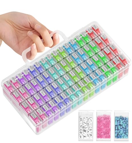 ARTDOT Diamond Painting Zubehör Boxen, 64 Stück 5D Diamant Painting Erwachsene Aufbewahrungsbox mit Stickers & Handle von ARTDOT