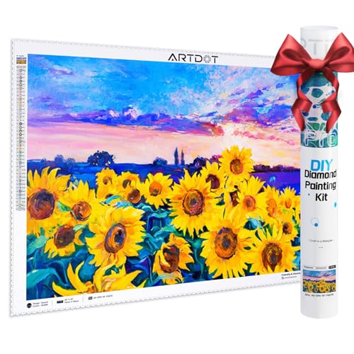 ARTDOT Lizenzierte 5D Diamond Painting Erwachsene Set 50×70cm, DIY Diamant Painting Bilder für Dekoration Wohnzimmer, mit Zubehör als Geschenk für Männer Mama Oma, Sonnenblume Blumen von ARTDOT