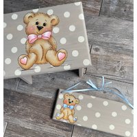 Kinder Tritthocker, Teddybär Bär Fußhocker, Personalisierter Hocker Kinder Tritthocker, Teddybär Bär Fußhocker, Personalisierter Hocker von ARTDesignsMI