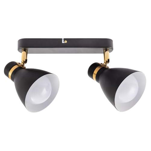 ARTE LAMP LED Lampe mit 2 Spotleuchten - Deckenstrahler mit schwarzer Metallfassung und -schirm – für Flur oder Küche von ARTE LAMP