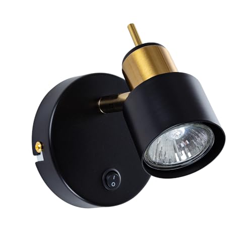 ARTE LAMP LED Wandleuchte Innen für 1 Lampe, Wandlampe Innen, Wandstrahler, Wandlicht, Wandbeleuchtung, Flurlampe Wand Wohnzimmer Schlafzimmer Küche Flur, Metall-Lampenfassung - Schwarz/Gold von ARTE LAMP