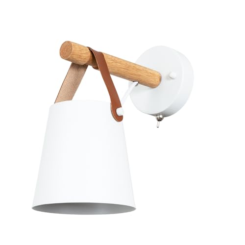 ARTE LAMP Wandleuchte Innen für Gemütliches Schlafzimmer – LED-Wandlampe mit Weißer Metall-Lampenfassung und Lampenschirm – Mit Kabel von ARTE LAMP