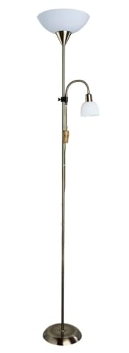 Stehlampe Wohnzimmer | Dimmbar Leselampe | Tageslichtlampe in Bronze und Weiß | Elegante Beleuchtung für Ihr Zuhause | Floor Lamp von ARTE LAMP