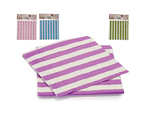 ARTE REGAL Packung mit 10 Servietten aus Papier, gestreift, Maße: 18 x 1,5 x 21,5 cm, zufällige Farbe nach Verfügbarkeit von ARTE REGAL