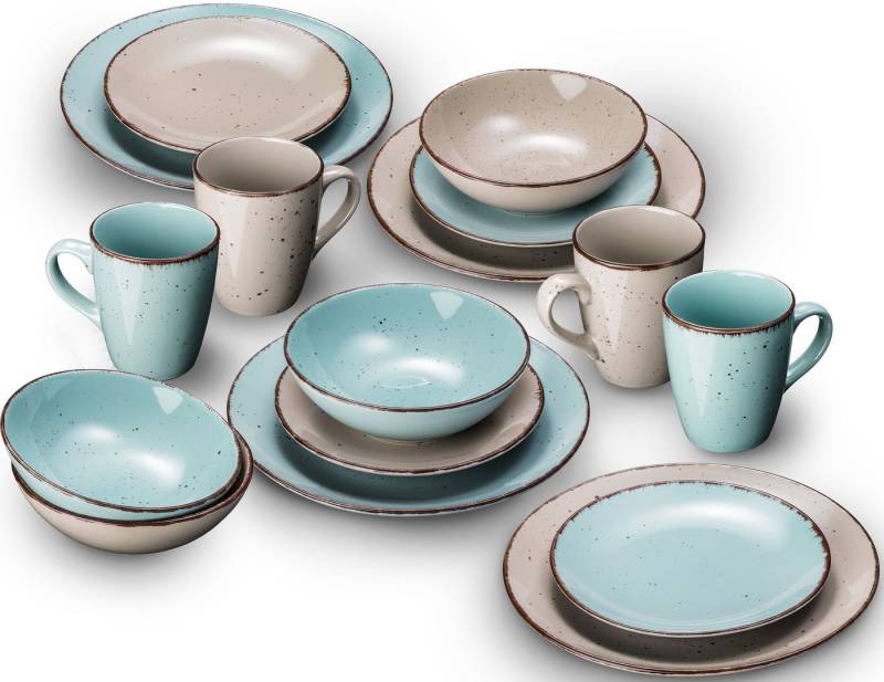 ARTE VIVA Kombiservice Geschirr-Set, Service Puro (32-tlg), 8 Personen, Steinzeug, vom Sternekoch Thomas Wohlfarter empfohlen, 32 Teile, für 8 Personen von ARTE VIVA