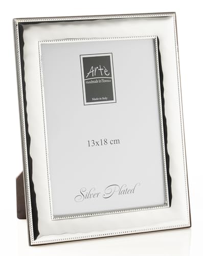 ARTÉ 13x18 Fotorahmen, Made in Italy, elegant versilbert, anlaufgeschützt, wunderschöner versilberter Rahmen mit Rückseite aus Mahagoniholz 105Z/13x18 von ARTÉ