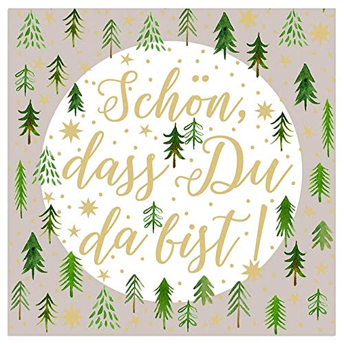 20 Servietten Weihnachtsbaum - Schön, dass Du da bist! - taupe/weiß/grün/gold von ARTEBENE
