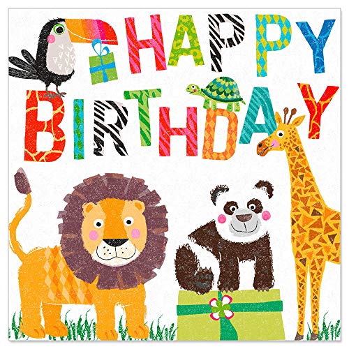 ARTEBENE Serviette Papierserviette Zootiere Happy Birthday Kindergeburtstag Tissue | 33 x 33 cm | 20 Stück | 3-lagig | Hochwertige Serviette für Kindergeburtstag, Geburtstag, Kinderfete von ARTEBENE