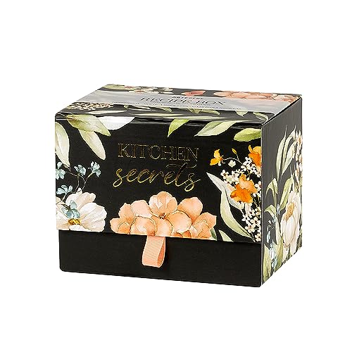 ARTEBENE Rezeptordner Rezeptbox Box mit Karten zum Kochen Bon Appetit 50 Rezeptkarten Finest Blüten Schwarz von ARTEBENE