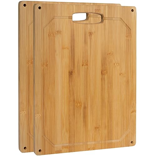 2er Set Bambus Schneidebrett 30 x 40 cm groß/mit Silikonstopper, Saftrille und Griff 2er Set Bambus Schneidebrett 30 x 40 cm groß/mit Silikonstopper, Saftrille und Griff von ARTECSIS