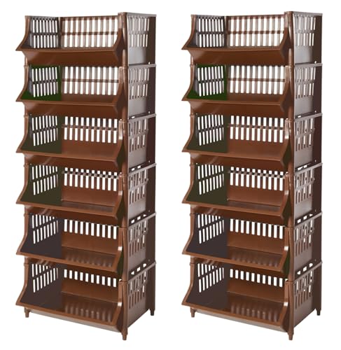 2er-Set Korbregale ARTECSIS / 110x41x30cm, braun – Modularer, stapelbarer und luftdurchlässiger Stauraum von ARTECSIS