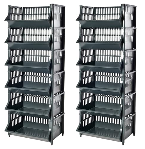 2er-Set Korbregale ARTECSIS / 110x41x30cm, schwarz – Modularer, stapelbarer und luftdurchlässiger Stauraum von ARTECSIS