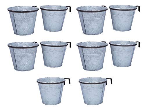 ARTECSIS 10er Set Pflanztopf mit Ringhalter, verzinkter Hängetopf, Blumentopf für Balkon Garten Geländer Palette 15 Ø von ARTECSIS