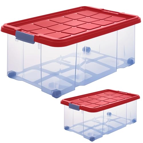 ARTECSIS 2 Aufbewahrungsboxen aus Plastik mit Deckel 60x40x25 cm Eurobox Drehstapelbox stapelbar nestbar 45L von ARTECSIS