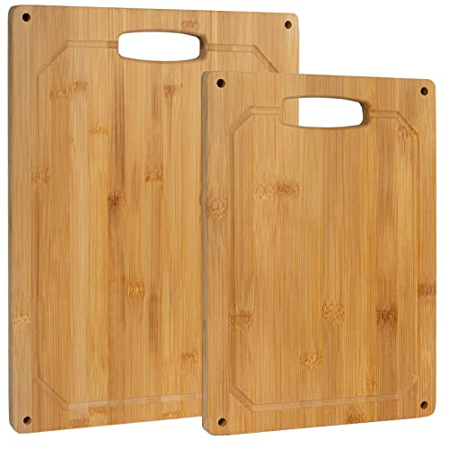 2er Set Bambus Schneidebrett Holz 2 Größen 23x33cm + 30x40cm / mit Silikonstopper, Saftrille und Griff 2er Set Bambus Schneidebrett Holz 2 Größen 23x33cm + 30x40cm / mit Silikonstopper, Saftrille und Griff von ARTECSIS