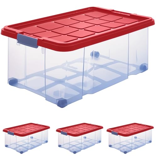ARTECSIS 4 Aufbewahrungsboxen aus Plastik mit Deckel 60x40x25 cm Eurobox Drehstapelbox stapelbar nestbar 45L von ARTECSIS