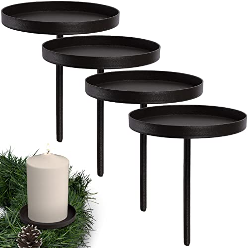 ARTECSIS 4 Kerzenhalter Adventskranz Teelichthalter 6,5cm schwarz Kerzenteller zum Stecken Deko… von ARTECSIS