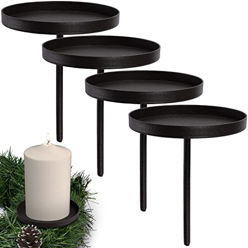 ARTECSIS 4 Kerzenhalter Adventskranz Teelichthalter 8cm schwarz Kerzenteller zum Stecken Deko von ARTECSIS