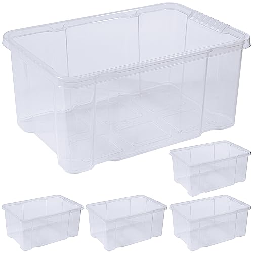 ARTECSIS 5 Aufbewahrungsboxen aus Plastik S, 5L - 30x19x14 cm, OHNE Deckel, Eurobox, stapelbar, Drehstapelbox von ARTECSIS