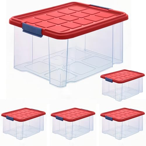 ARTECSIS 5 x Aufbewahrungsboxen aus Plastik M, 15L - 40 x 29 x 21 cm, aufbewahrungsbox mit Deckel, Eurobox, stapelbar von ARTECSIS