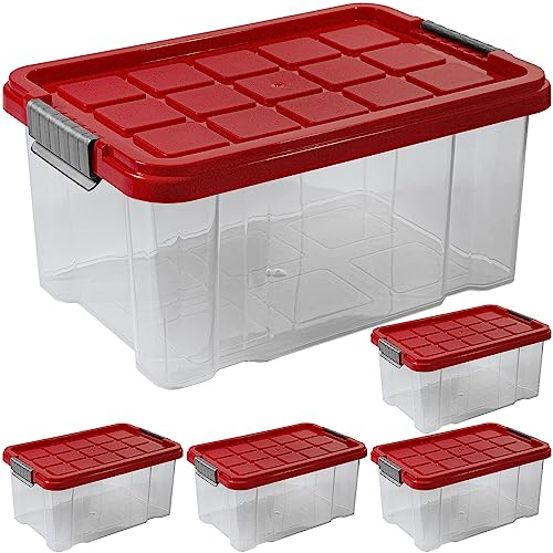 ARTECSIS 5 x Aufbewahrungsboxen aus Plastik S, 5L - 30 x 19 x 14 cm, aufbewahrungsbox mit Deckel, Eurobox, stapelbar von ARTECSIS