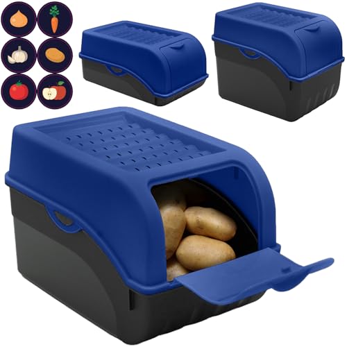 ARTECSIS Kartoffel Aufbewahrungsbox Blau 3er Set in 3 Größen: Klein, Mittel, Groß – für Kartoffeln, Zwiebeln und Gemüse – stapelbare Kartoffelkiste ARTECSIS Kartoffel Aufbewahrungsbox Blau 3er Set in 3 Größen: Klein, Mittel, Groß – für Kartoffeln, Zwiebeln und Gemüse – stapelbare Kartoffelkiste von ARTECSIS