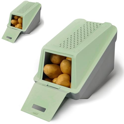 ARTECSIS Kartoffel Aufbewahrungsbox – Frühlingsgrün – 2er Set L – 5L – Stapelbare Gemüsebox mit EasyClick Technologie – inklusive Gemüseaufkleber von ARTECSIS
