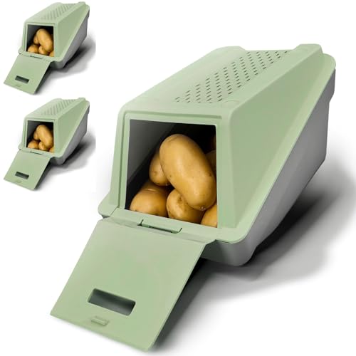 ARTECSIS Kartoffel Aufbewahrungsbox – Frühlingsgrün – 3er Set S – 3,5L – Stapelbare Gemüsebox mit EasyClick Technologie – inklusive Gemüseaufkleber von ARTECSIS