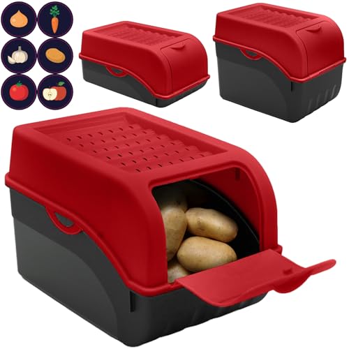 ARTECSIS Kartoffel Aufbewahrungsbox Rot 3er Set in 3 Größen: Klein, Mittel, Groß – für Kartoffeln, Zwiebeln und Gemüse – stapelbare Kartoffelkiste ARTECSIS Kartoffel Aufbewahrungsbox Rot 3er Set in 3 Größen: Klein, Mittel, Groß – für Kartoffeln, Zwiebeln und Gemüse – stapelbare Kartoffelkiste von ARTECSIS