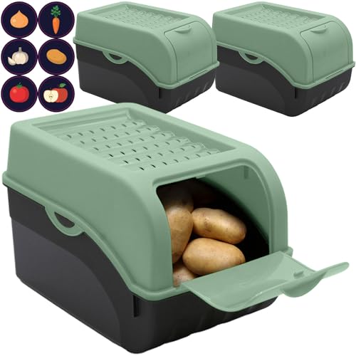 ARTECSIS Kartoffel Aufbewahrungsbox Salbeigrün 3er Set I Gemüsebox Kartoffelbox mit Deckel für ca. 4 kg Kartoffeln + 6 Aufkleber mit Gemüsesorten ARTECSIS Kartoffel Aufbewahrungsbox Salbeigrün 3er Set I Gemüsebox Kartoffelbox mit Deckel für ca. 4 kg Kartoffeln + 6 Aufkleber mit Gemüsesorten von ARTECSIS
