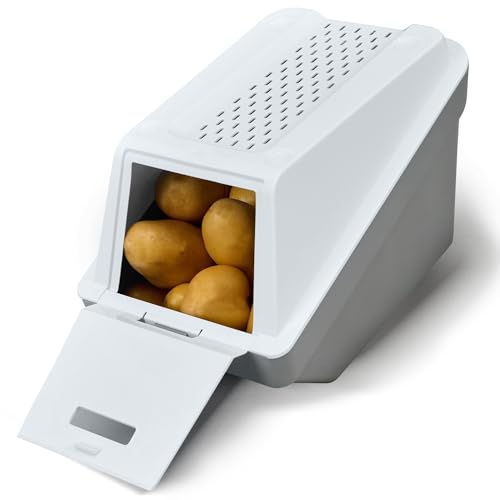 ARTECSIS Kartoffel Aufbewahrungsbox – Weiß – 1er Set L – 5L – Stapelbare Gemüsebox mit EasyClick Technologie – inklusive Gemüseaufkleber von ARTECSIS