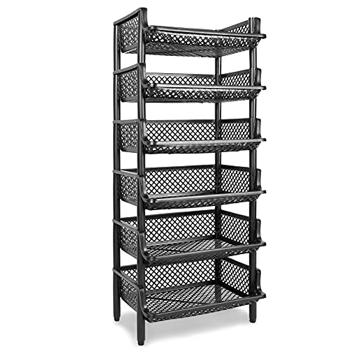 ARTECSIS Korbregal aus Kunststoff stapel-/erweiterbares Stecksystem als Stapelregal, 6 Regalelemente in schwarz von ARTECSIS